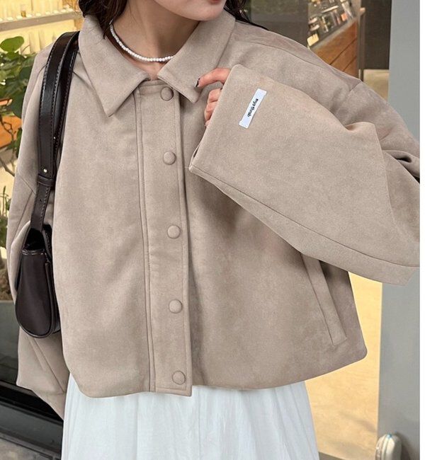  「フェイクスウェードショートブルゾン」|その他|ベージュ