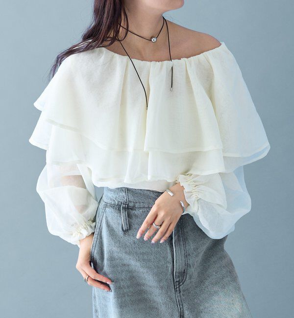  「シアーフリル長袖ブラウス」|シャツ・ブラウス|