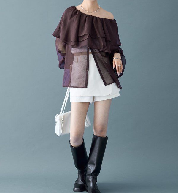  「シアーフリル長袖ブラウス」|シャツ・ブラウス|