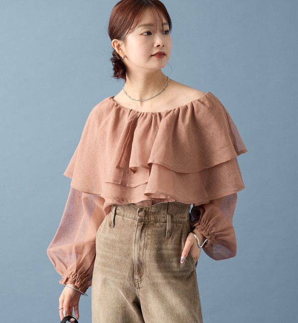  「シアーフリル長袖ブラウス」|シャツ・ブラウス|