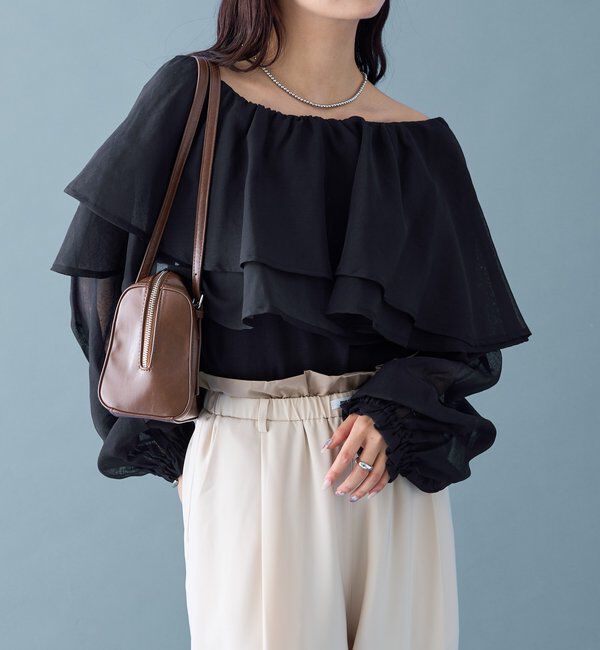  「シアーフリル長袖ブラウス」|シャツ・ブラウス|