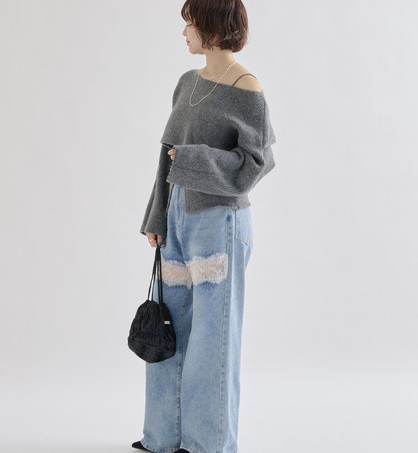  「クロスニットスリットキャミSET」|ニット・セーター|