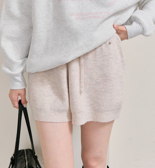  「プレート付きニットパンツ」|チノ|アイボリー