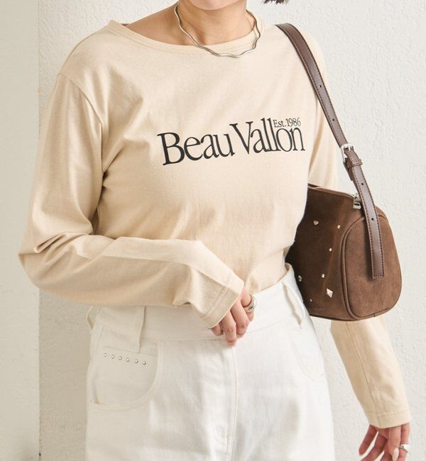  「カラーチビロゴロングTシャツ」|Tシャツ・カットソー|ベージュ