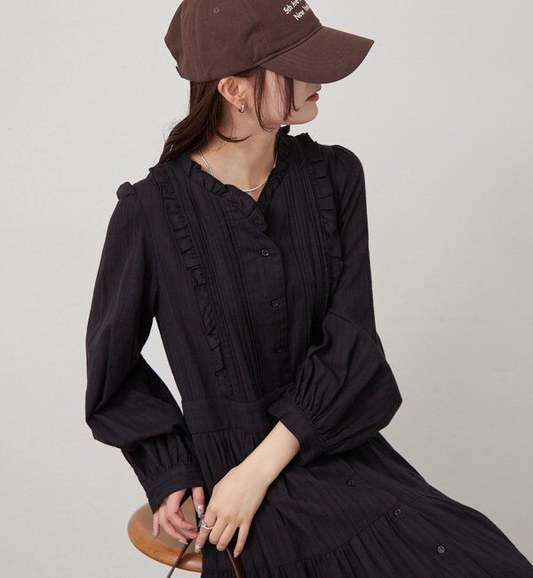  「コットンフリルワンピース」|ワンピース|ブラック