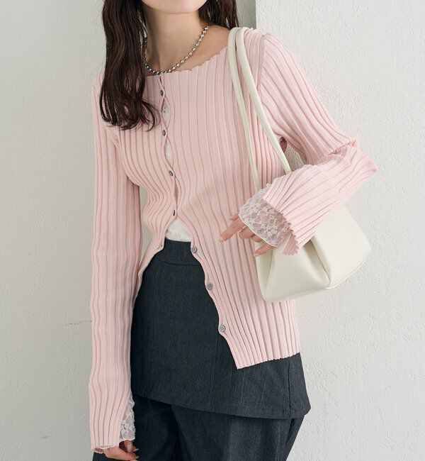  「ラウンドスリットリブカーディガン」|カーディガン|