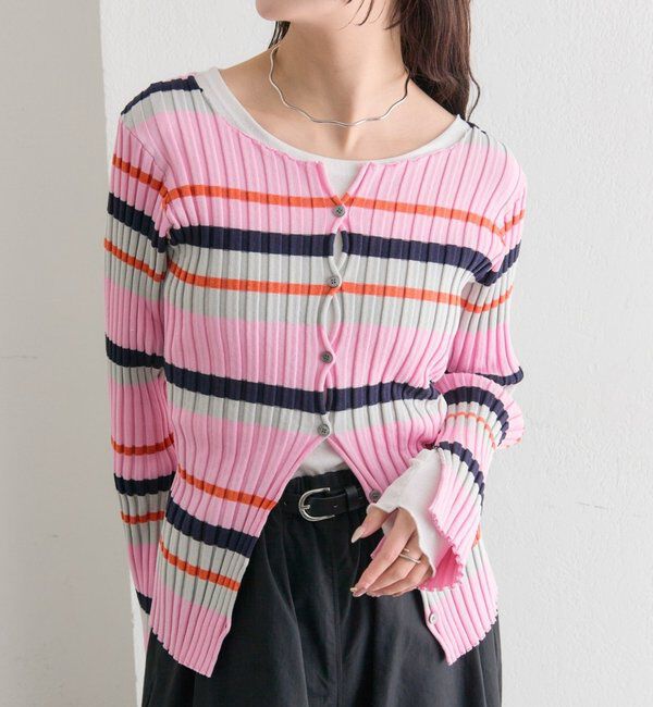  「ラウンドスリットリブカーディガン」|カーディガン|