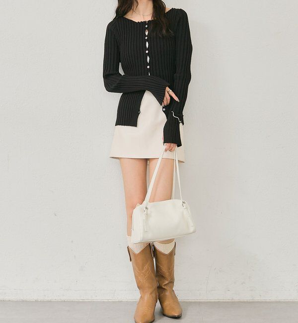  「ラウンドスリットリブカーディガン」|カーディガン|