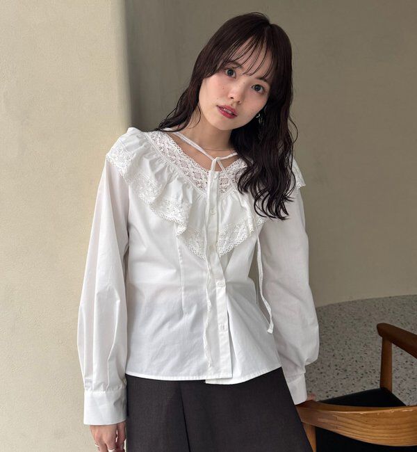  「【@lily.s_y企画】Vフリルシェイプブラウス」|シャツ・ブラウス|