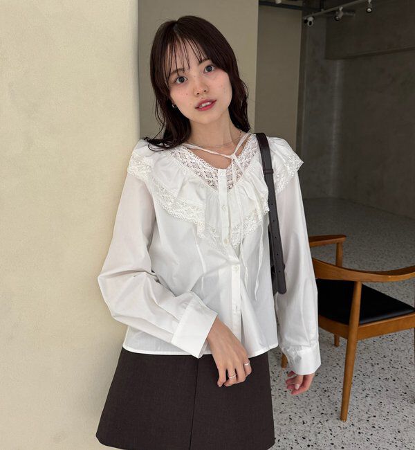  「【@lily.s_y企画】Vフリルシェイプブラウス」|シャツ・ブラウス|