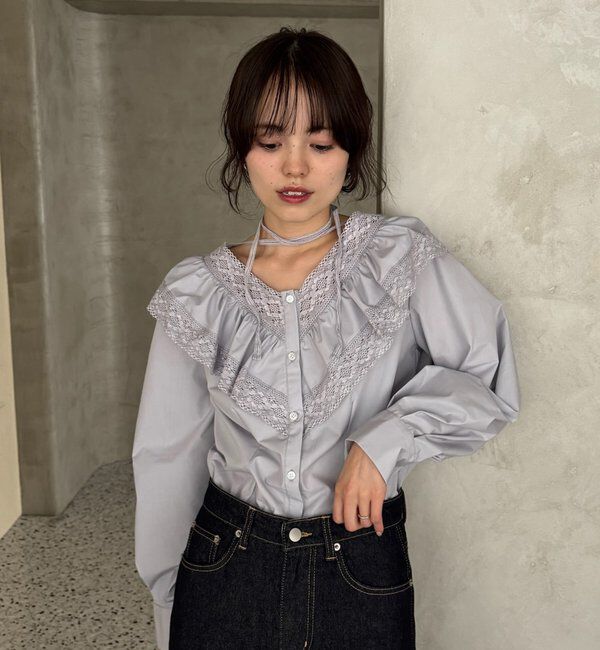  「【@lily.s_y企画】Vフリルシェイプブラウス」|シャツ・ブラウス|