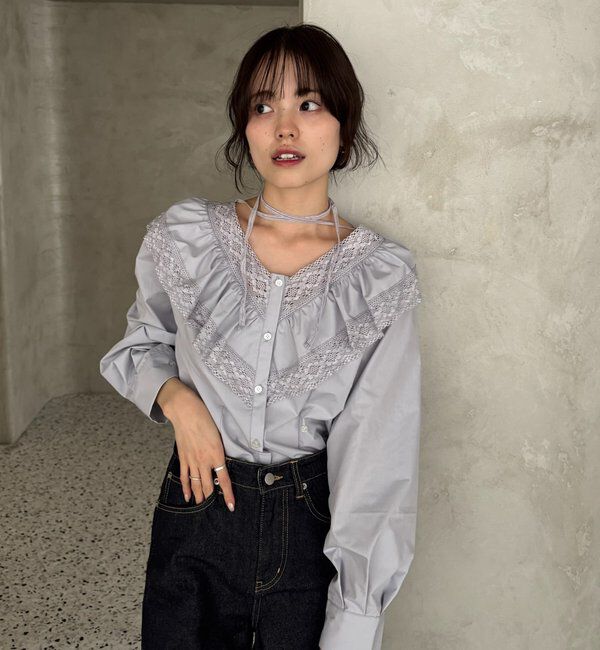  「【@lily.s_y企画】Vフリルシェイプブラウス」|シャツ・ブラウス|
