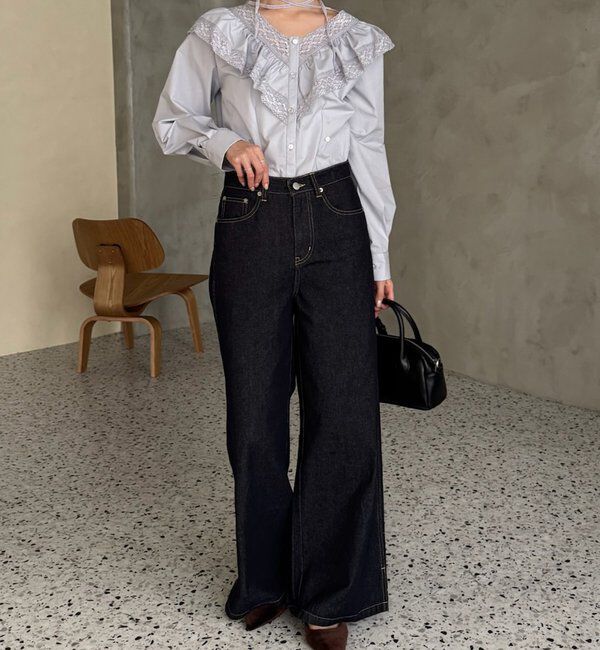  「【@lily.s_y企画】Vフリルシェイプブラウス」|シャツ・ブラウス|