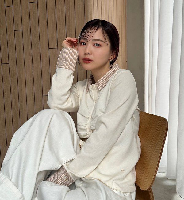  「【＠___s_m17企画】ストライプ付け襟配色ニット」|Tシャツ・カットソー|