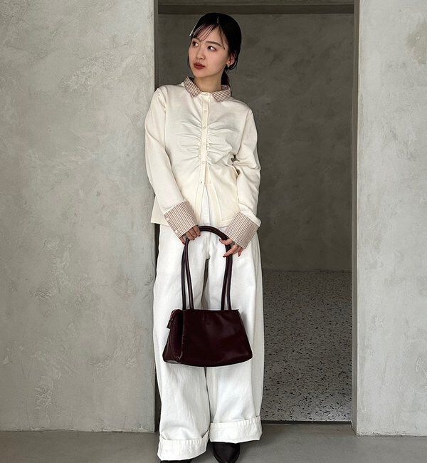  「【＠___s_m17企画】ストライプ付け襟配色ニット」|Tシャツ・カットソー|