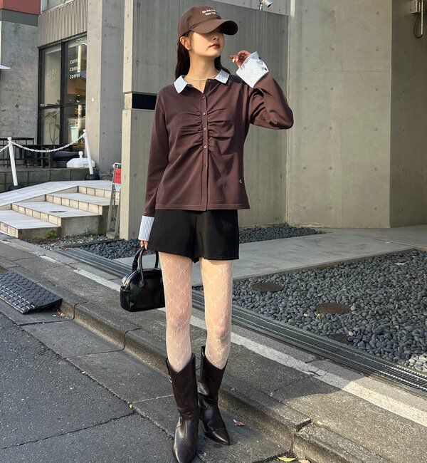  「【＠___s_m17企画】ストライプ付け襟配色ニット」|Tシャツ・カットソー|