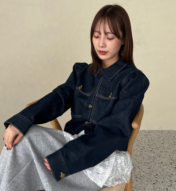  「【@sktnnm企画】金ボタンデニムパフジャケット」|ブルゾン・スタジャン|