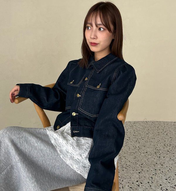  「【@sktnnm企画】金ボタンデニムパフジャケット」|ブルゾン・スタジャン|