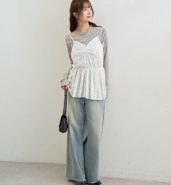  「Vギャザーレースキャミソール」|シャツ・ブラウス|