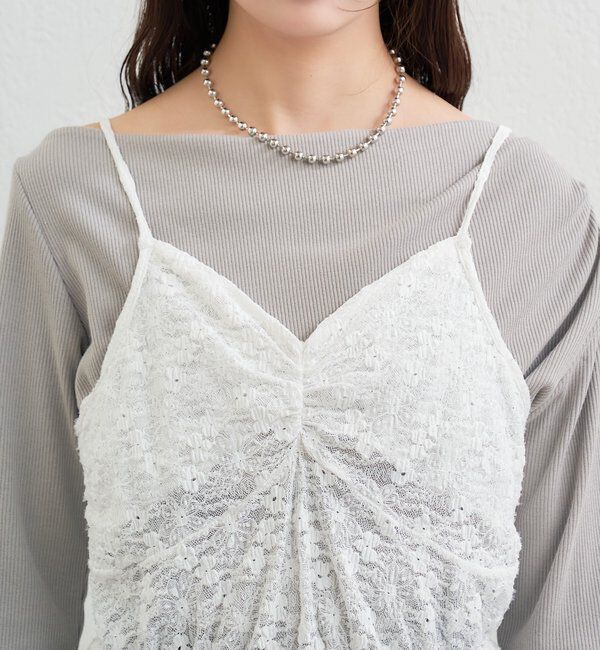  「Vギャザーレースキャミソール」|シャツ・ブラウス|