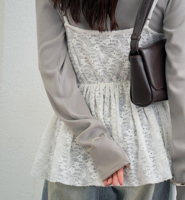  「Vギャザーレースキャミソール」|シャツ・ブラウス|