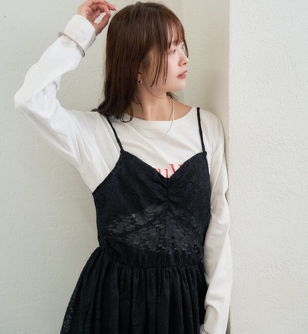  「Vギャザーレースキャミソール」|シャツ・ブラウス|