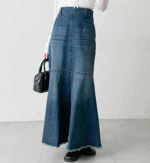  「デニム切替マーメイドスカート」|スカート|