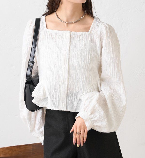  「ジャガード裾フリルブラウス」|シャツ・ブラウス|