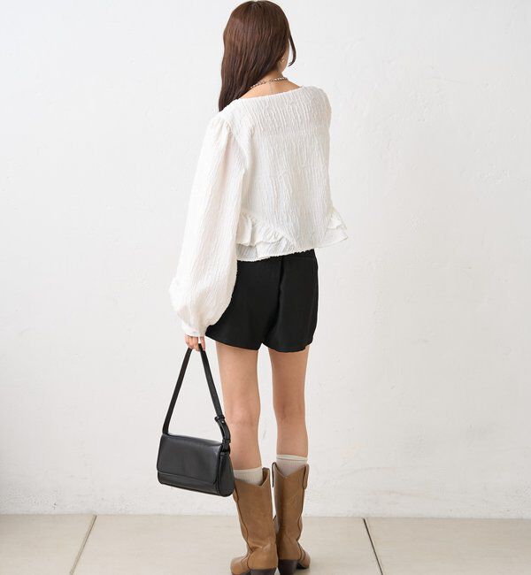  「ジャガード裾フリルブラウス」|シャツ・ブラウス|