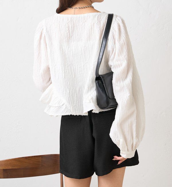  「ジャガード裾フリルブラウス」|シャツ・ブラウス|