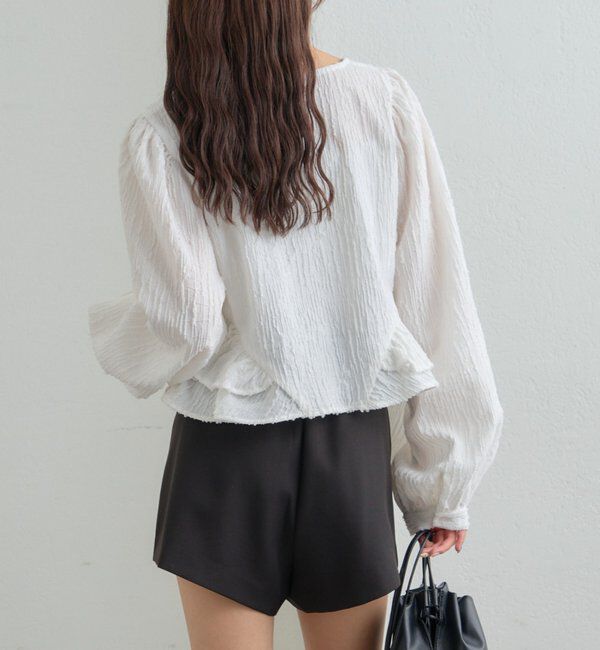  「ジャガード裾フリルブラウス」|シャツ・ブラウス|
