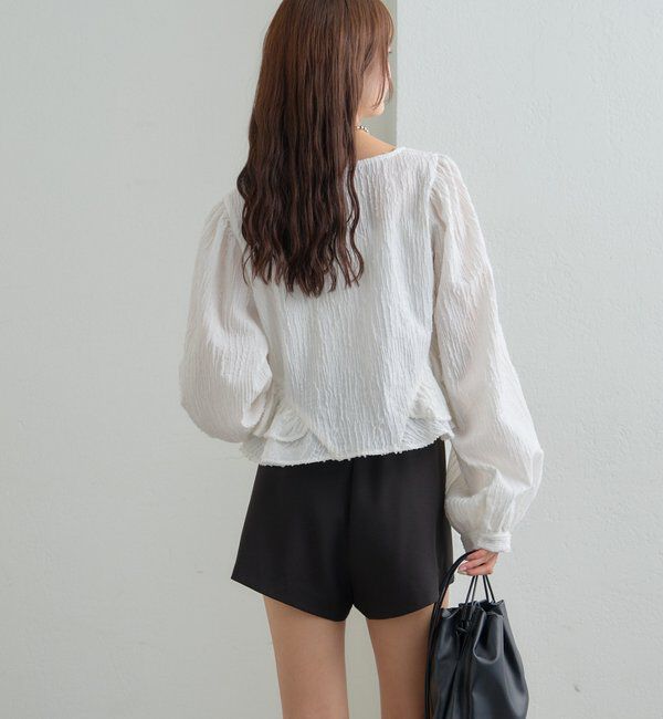  「ジャガード裾フリルブラウス」|シャツ・ブラウス|