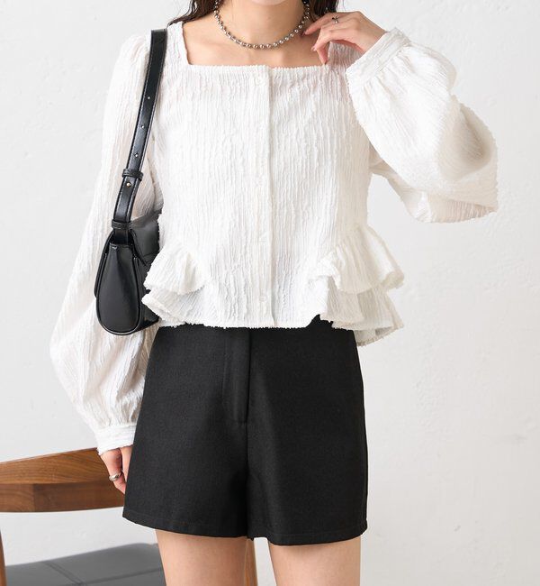  「ジャガード裾フリルブラウス」|シャツ・ブラウス|