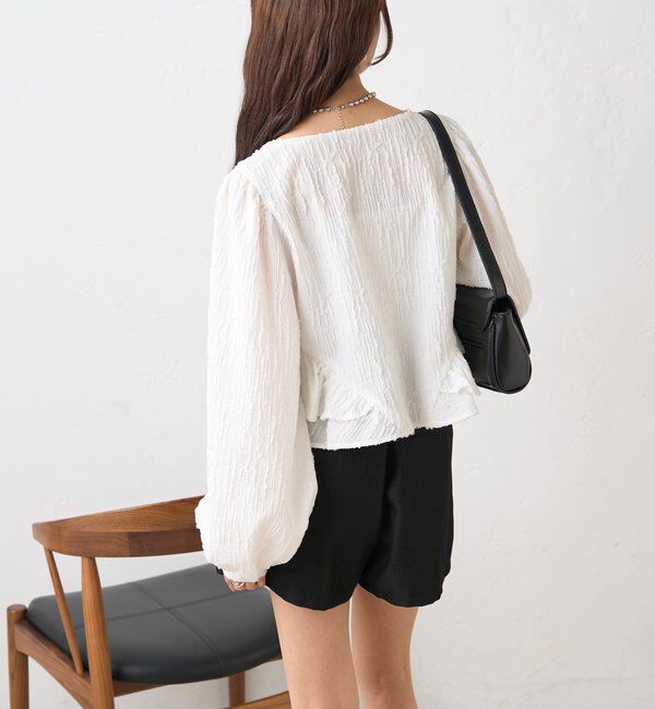  「ジャガード裾フリルブラウス」|シャツ・ブラウス|