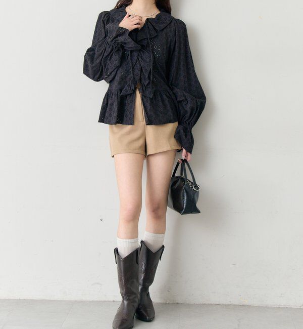  「フラワー刺繍フリルブラウス」|シャツ・ブラウス|