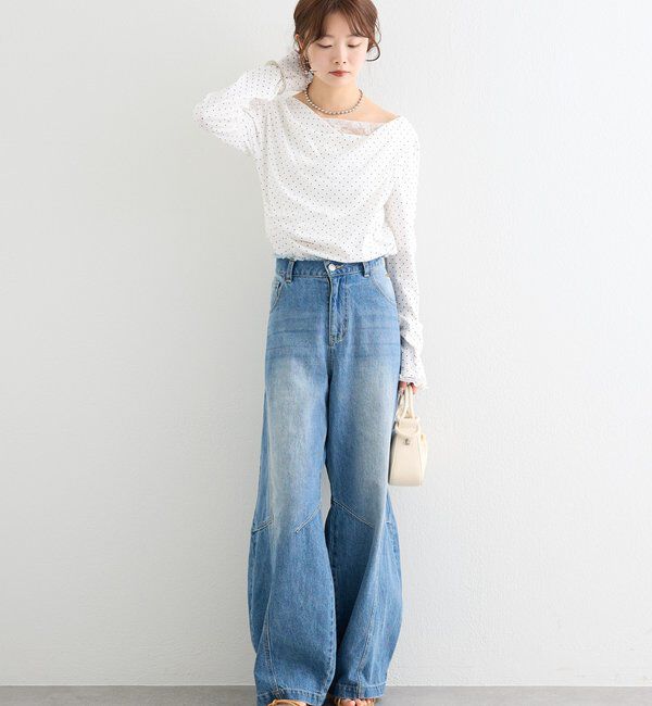  「レースドッキングオフショルロンT」|Tシャツ・カットソー|