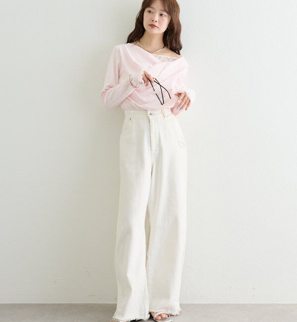  「レースドッキングオフショルロンT」|Tシャツ・カットソー|