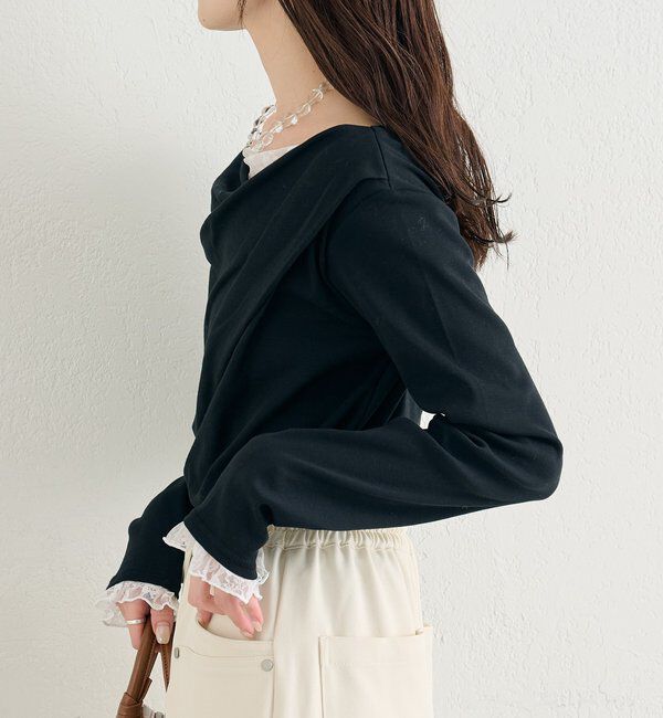  「レースドッキングオフショルロンT」|Tシャツ・カットソー|