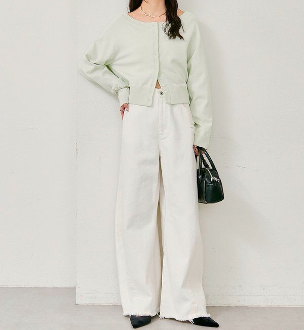  「ワイドネッククリアボタンカーディガン」|カーディガン|