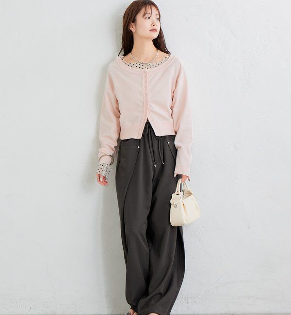  「ワイドネッククリアボタンカーディガン」|カーディガン|