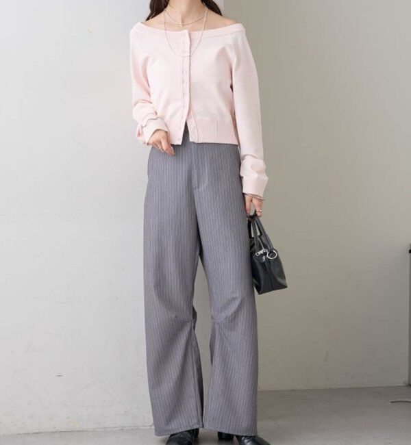  「ワイドネッククリアボタンカーディガン」|カーディガン|