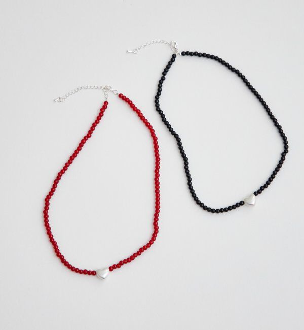  「ハートビーズネックレス」|リング|ブラック