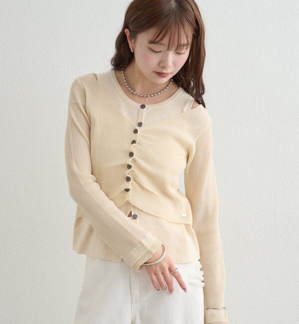 「ショルダースリットレイヤードニット」|ニット・セーター|