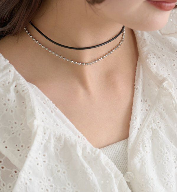  「【Lara】レザーチェーンチョーカー」|リング|