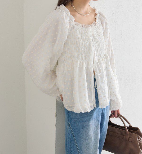  「ドットフラワーバルーンブラウス」|シャツ・ブラウス|
