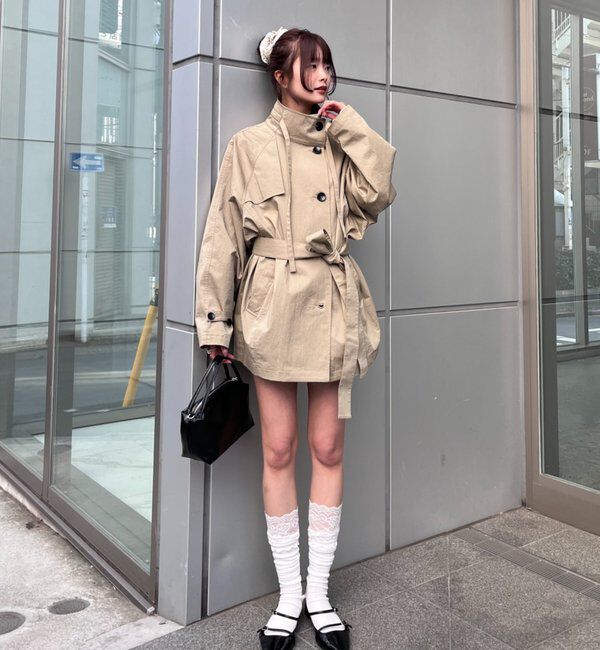  「スタンドカラーミドルトレンチ」|トレンチコート|