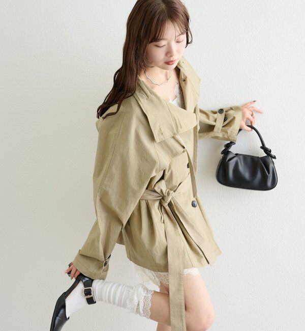  「スタンドカラーミドルトレンチ」|トレンチコート|