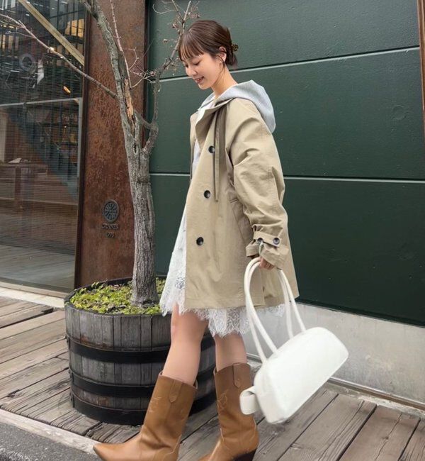  「スタンドカラーミドルトレンチ」|トレンチコート|