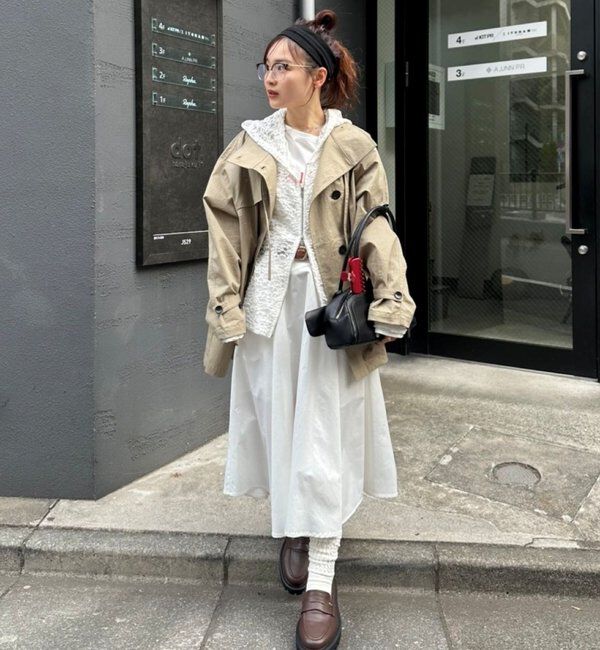  「スタンドカラーミドルトレンチ」|トレンチコート|