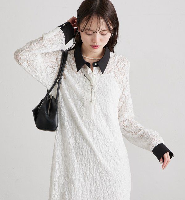  「襟付きレースワンピース」|ワンピース|